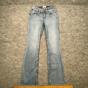 Shyanne Womens‎ Bootcut Jeans Medium Wash Blue Western Denim 28W x 36L Raw Hem